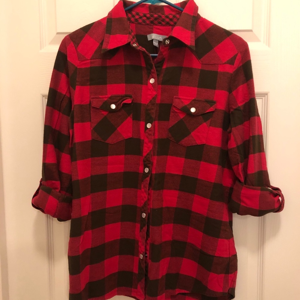 Delia’s Red Plaid Flannel Shirt